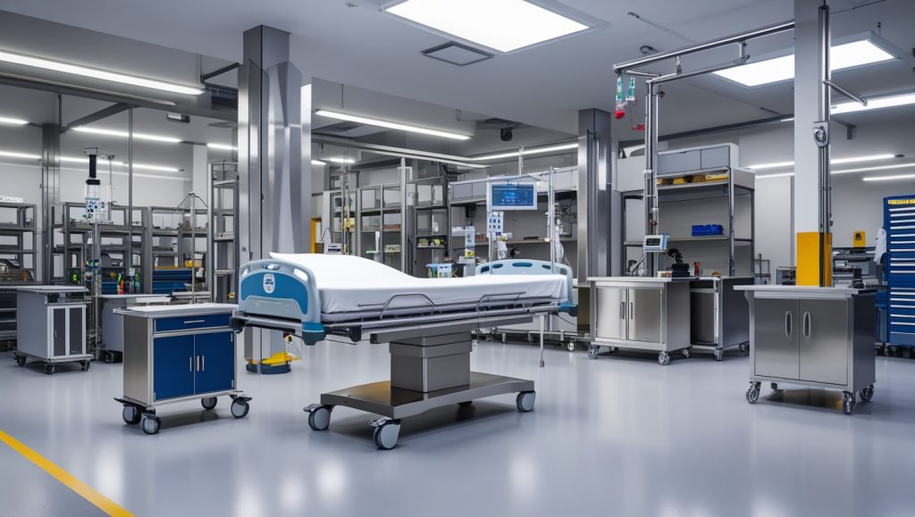 steel hospital furniture and equipment.