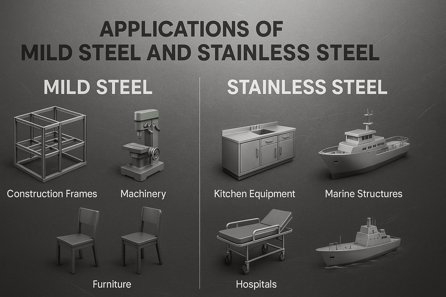 Applications of Mild Steel and Stainless Steel