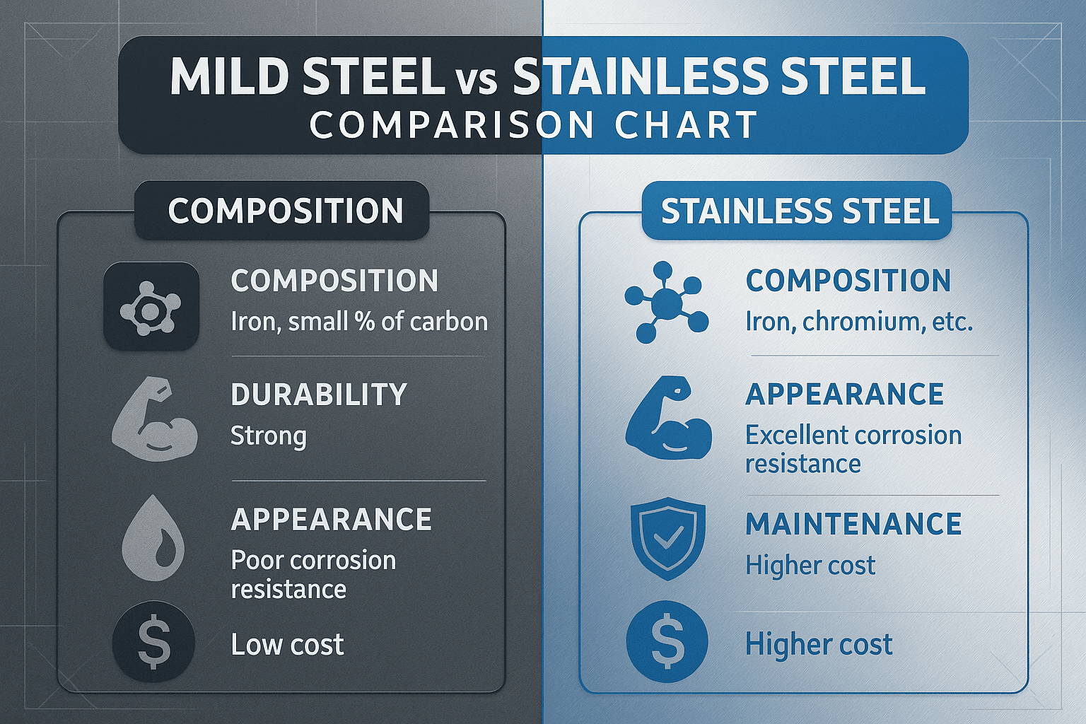 Mild Steel vs Stainless Steel Comparison